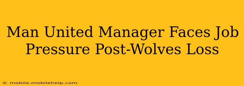 Man United Manager Faces Job Pressure Post-Wolves Loss